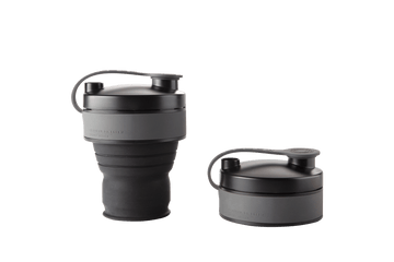 SummitShaker Kilo Collapsible Protein Shaker Bottle BPA Free Food Grade Silicone Summit Shaker - side by side comparison over 6 inches tall when expanded and 2.5 inches when collapsed - holds 16 ounces